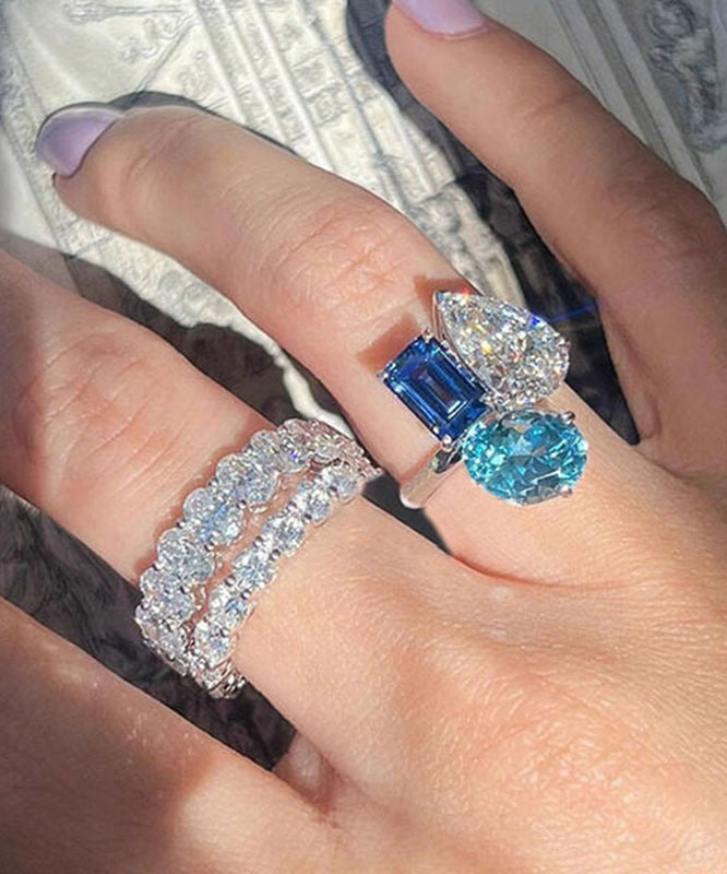 Women's Colorblock Ring with Zircon Crystal Accent 4