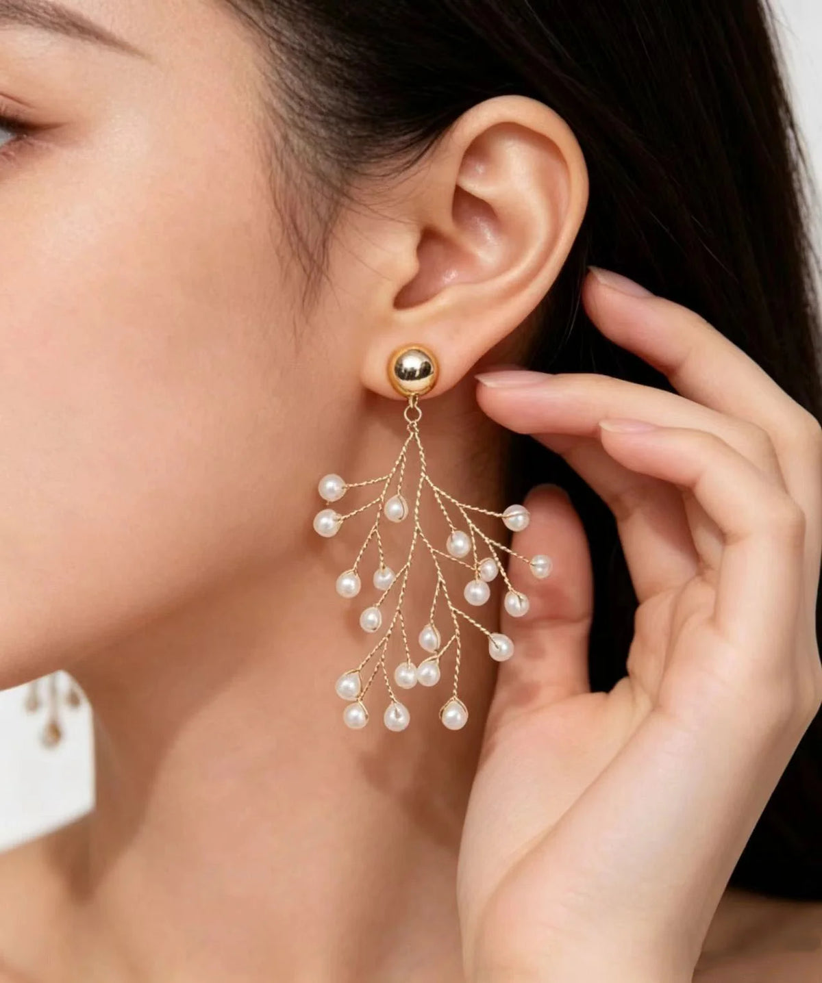 Women's Drop Earrings Pearl Vine Design 4