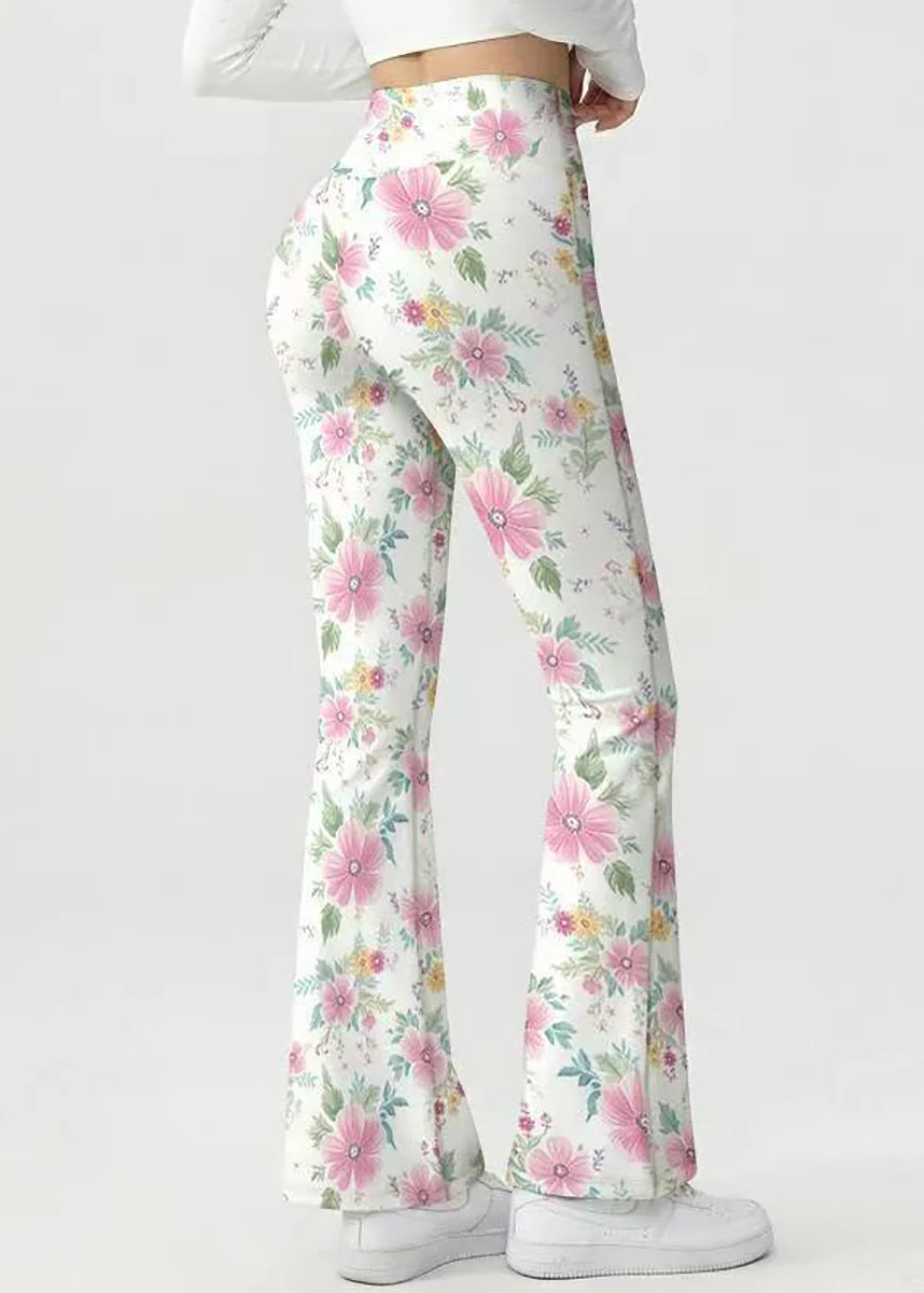 Women's Flare Yoga Pants High Waist Floral Print 4