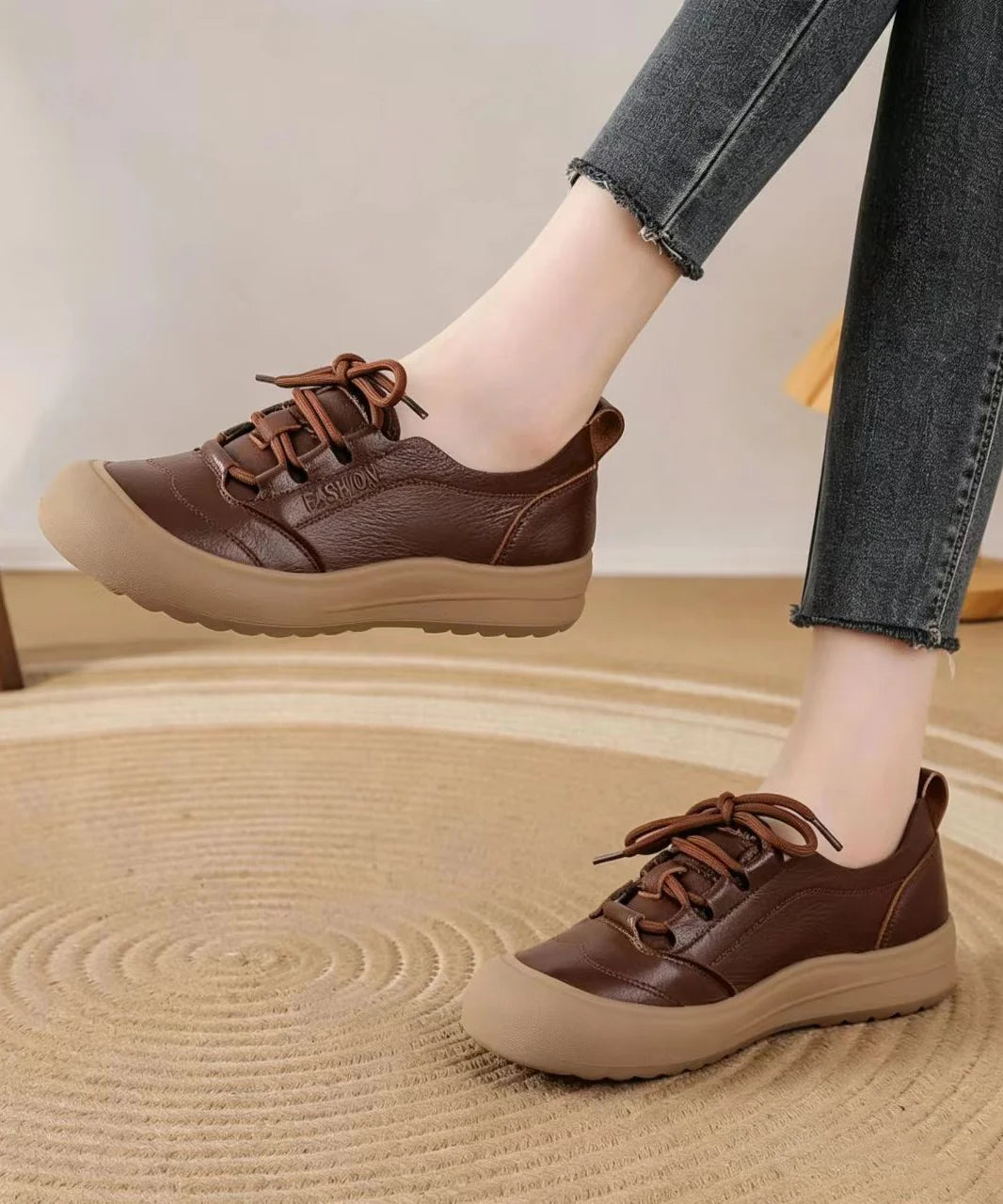 Women's Flat Shoes Lace-Up Casual Style 4