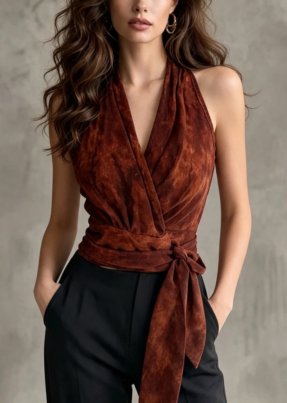 Women's Halter Tank Top Tie Waist Summer Style 4