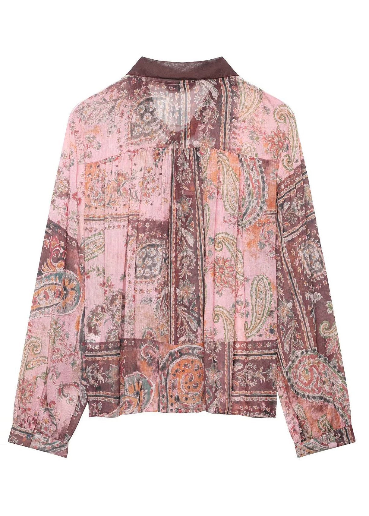 Women's Long Sleeve Blouse Draped Print 3