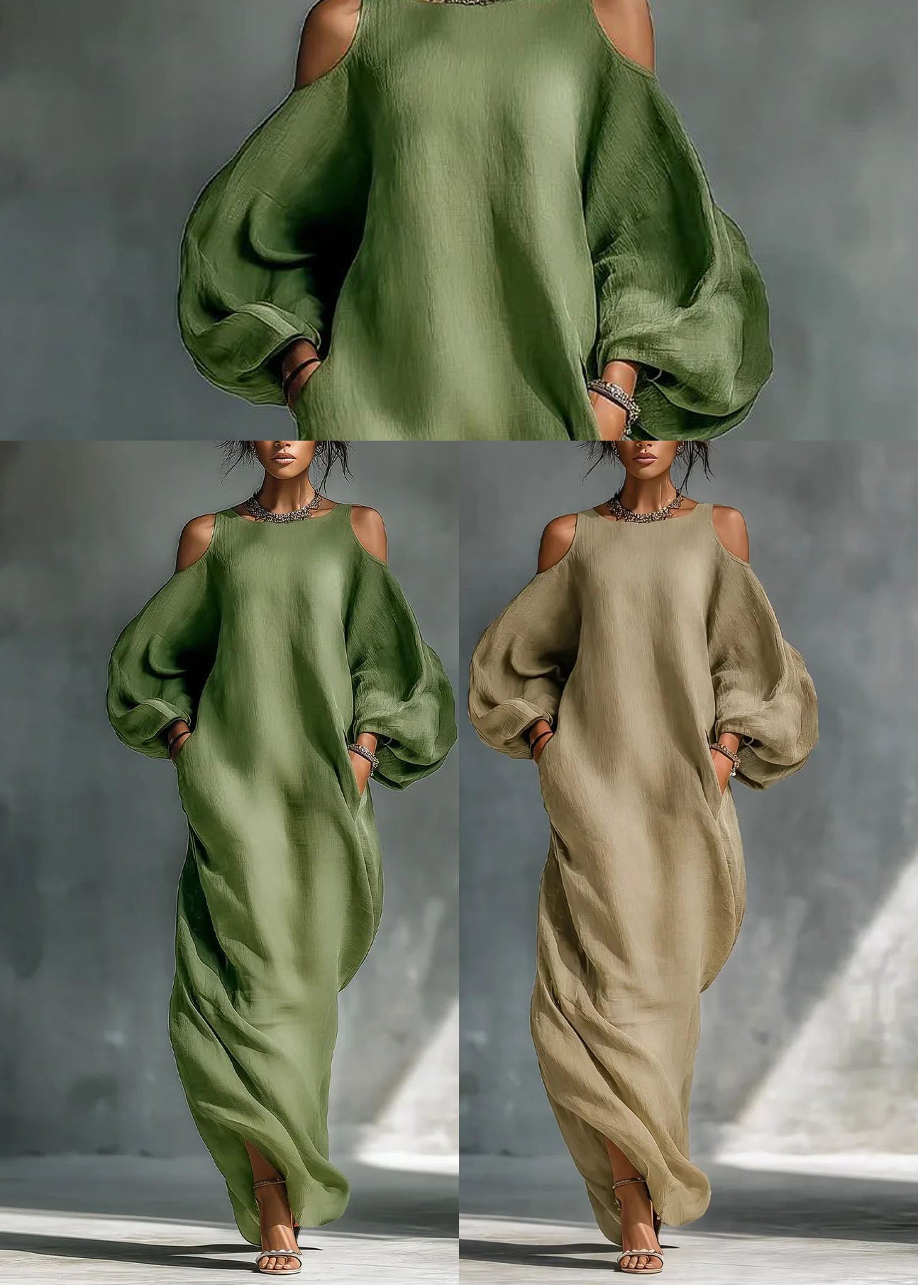 Women's Long Sleeve Cold Shoulder Dress Casual 4