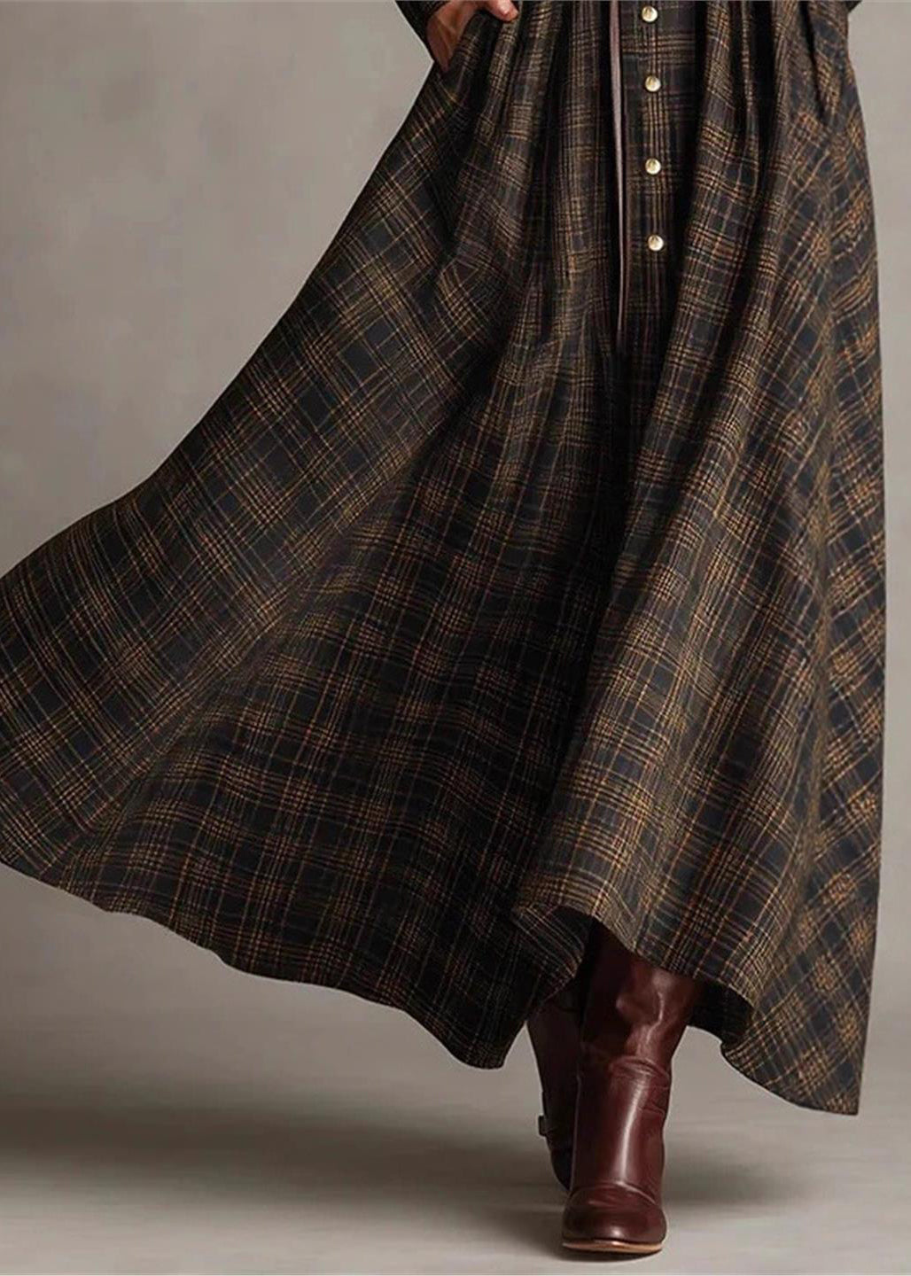 Women's Long Sleeve Dress Plaid With Peter Pan Collar 4