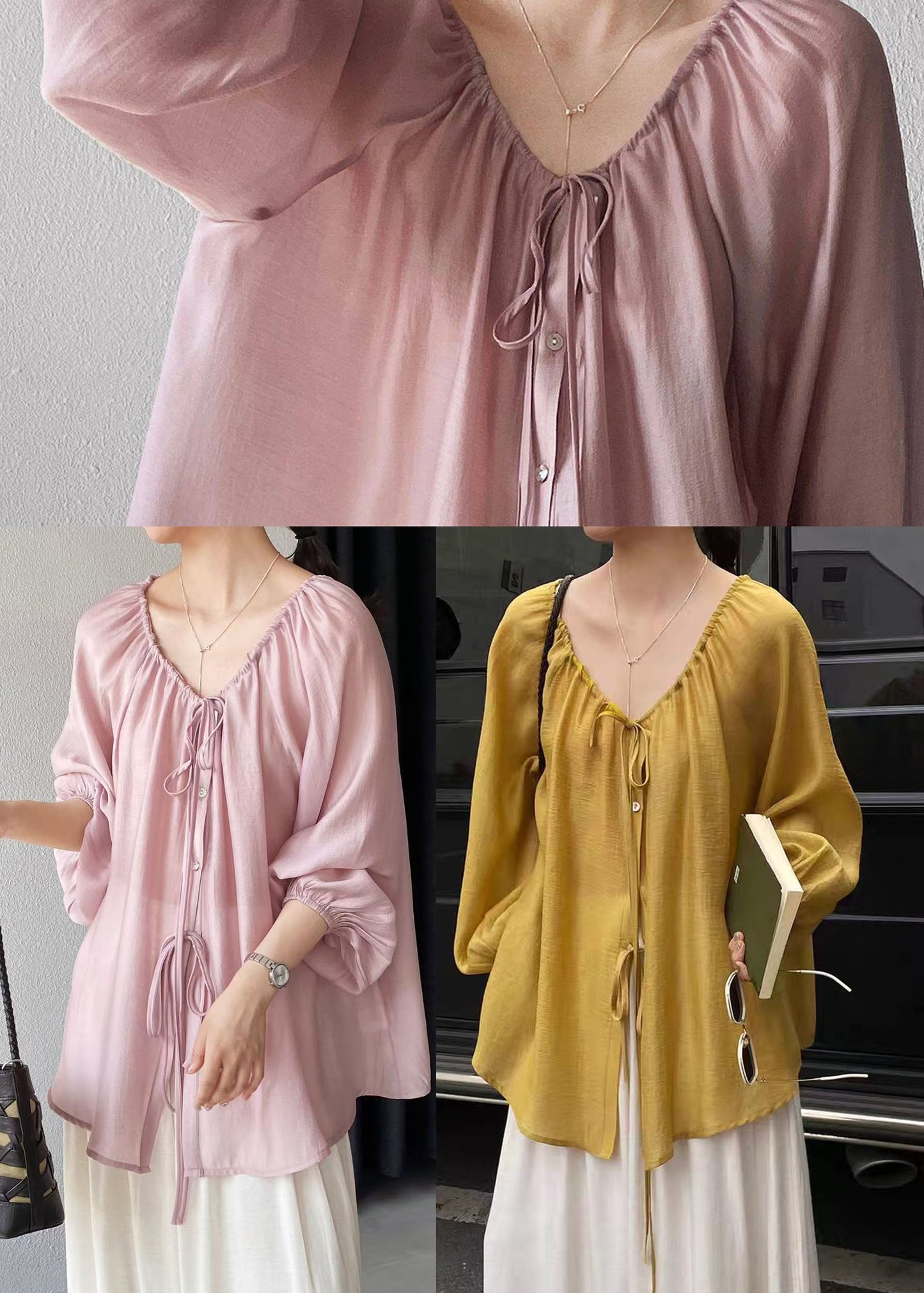 Women's Loose Drawstring Shirt Summer Style 4