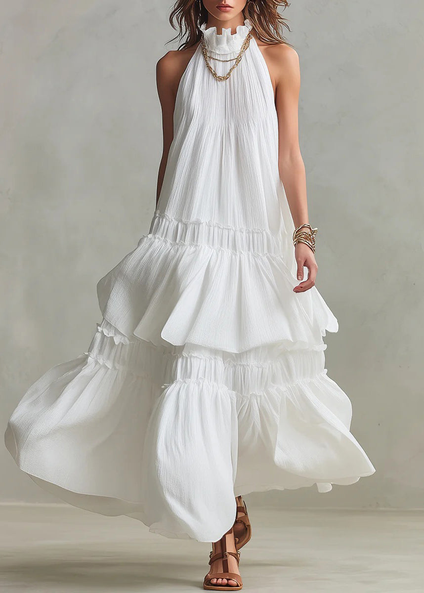 Women's Maxi Dress Sleeveless Ruffled Patchwork 4