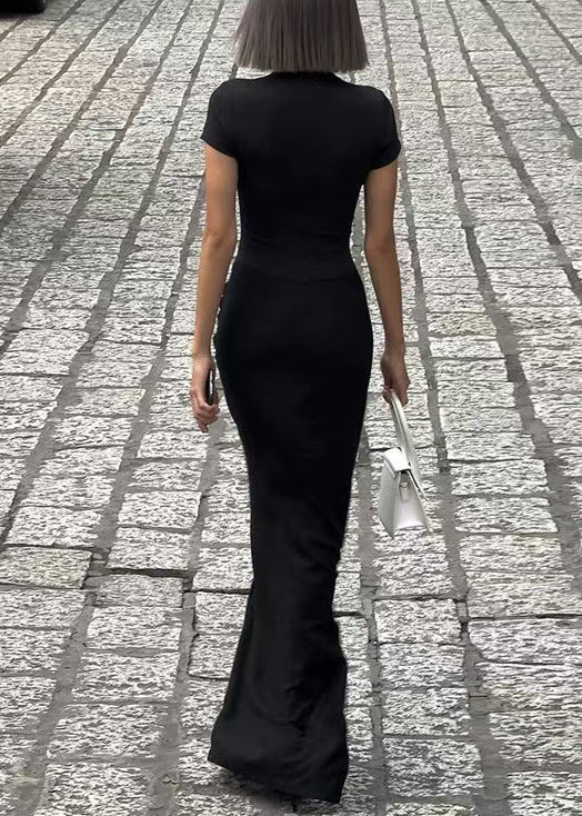 Women's Maxi Dress V Neck Side Open Short Sleeve 4
