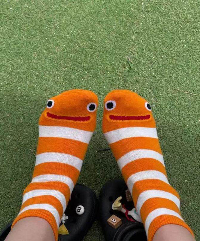 Women’s Mid-Calf Socks Cartoon Striped Style 4