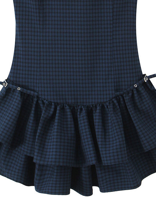 Women's Mini Dress Plaid Layered Summer Style 4