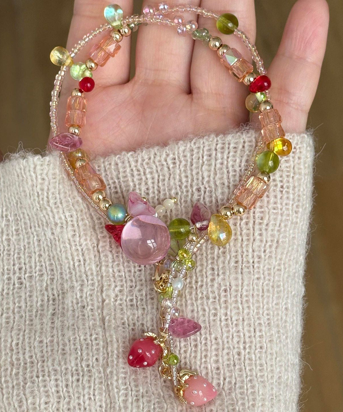 Women's Necklace Asymmetrical Beading Tassel Design 3