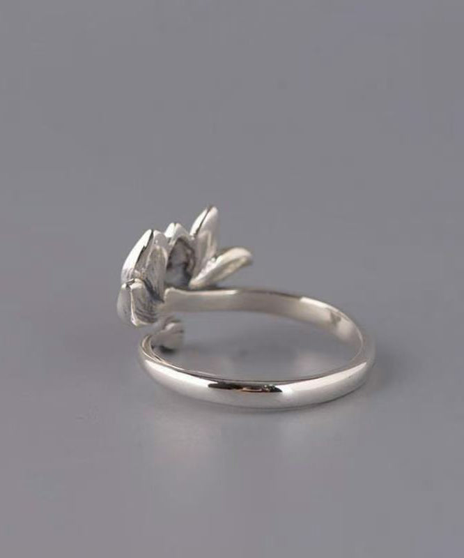Women's Open Ring Retro Lotus Design 4