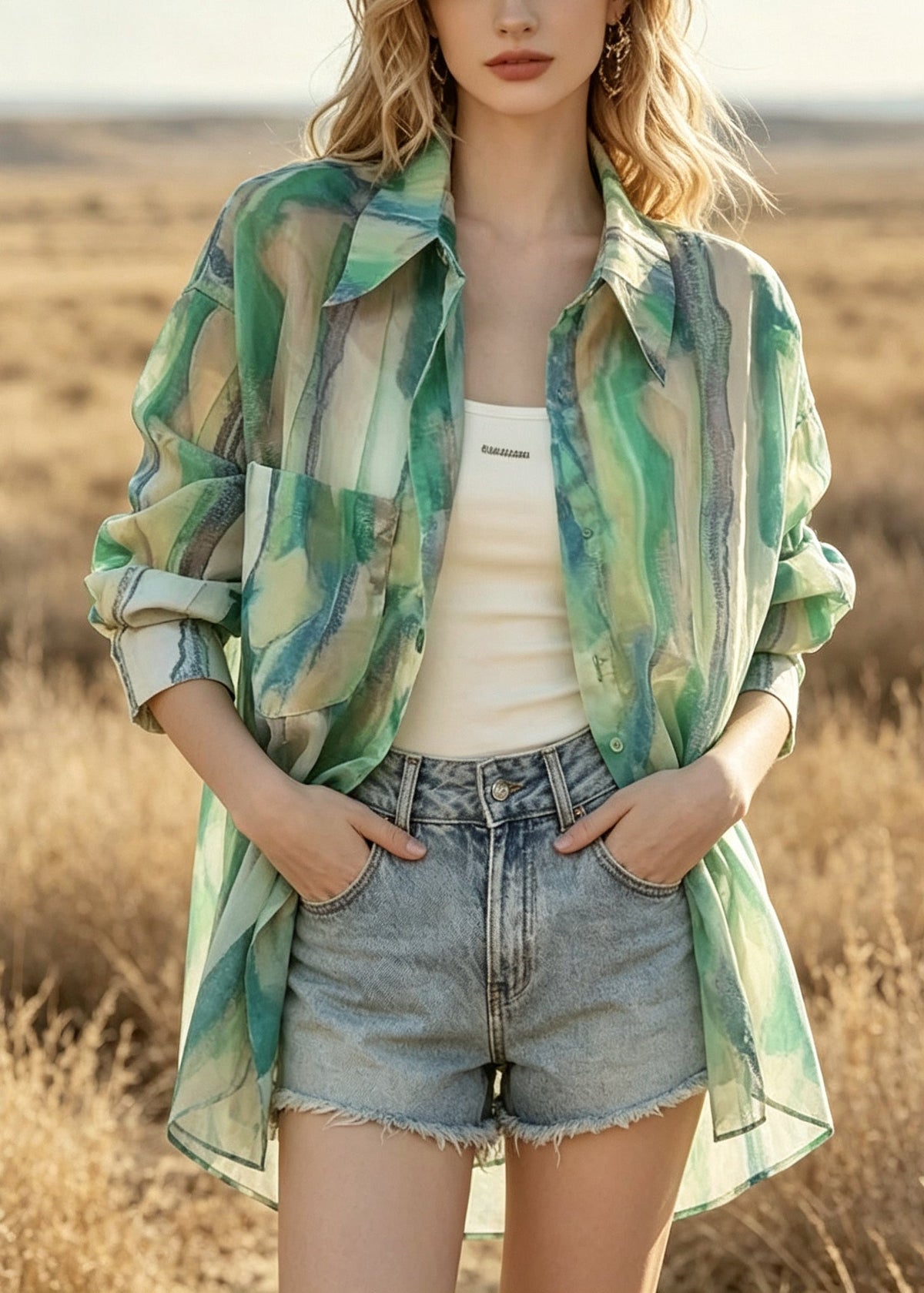 Women's Oversized Shirt Casual Tie Dye Summer Style 4