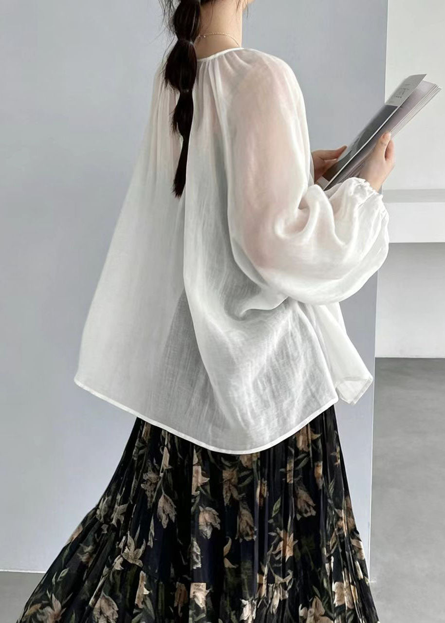 Women's Oversized Shirt Top Lace-Up Summer Style 4