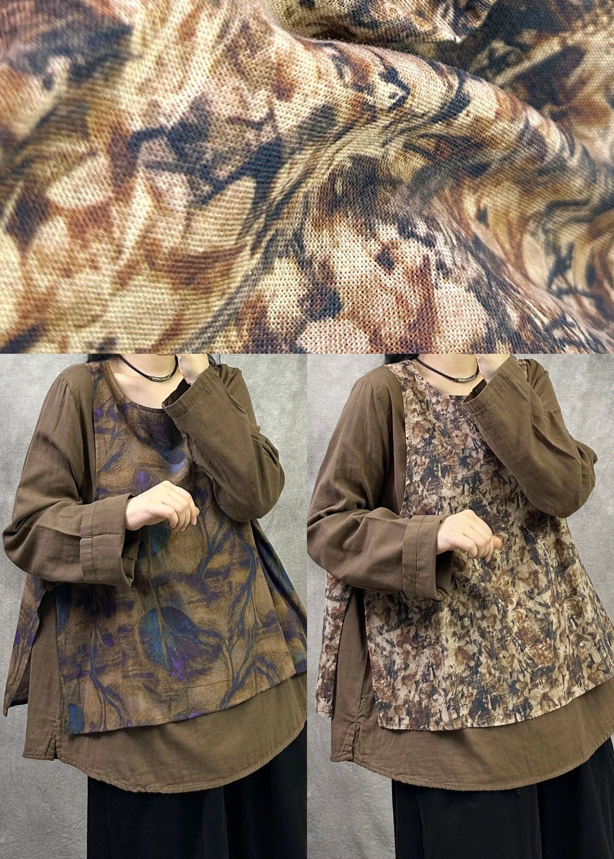 Women's Oversized Top Patchwork Print Plus Size 4
