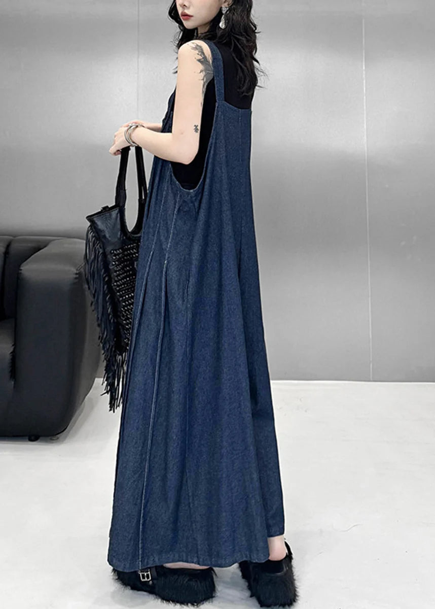 Women's Oversized Wide Leg Denim Jumpsuit Casual Style 4
