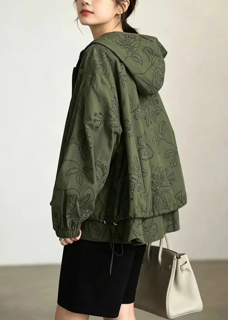 Women's Plus Size Hooded Trench Coat Drawstring Detail 4