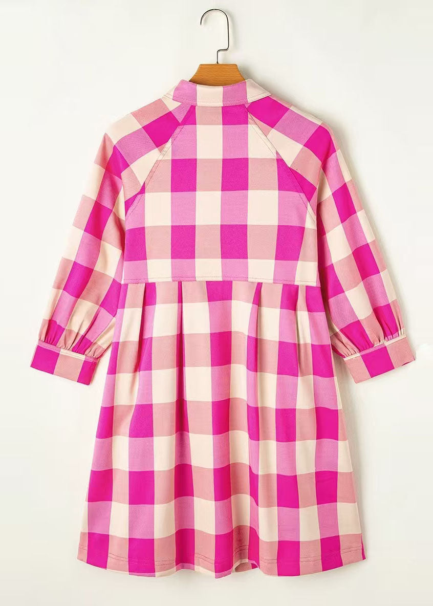 Women's Shirt Dress Casual Plaid Peter Pan Collar 4