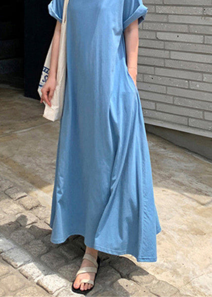 Women's Short Sleeve Dress O-Neck Loose Fit 4
