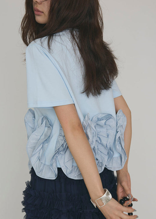 Women’s Short Sleeve Shirt Patchwork Floral Design 4