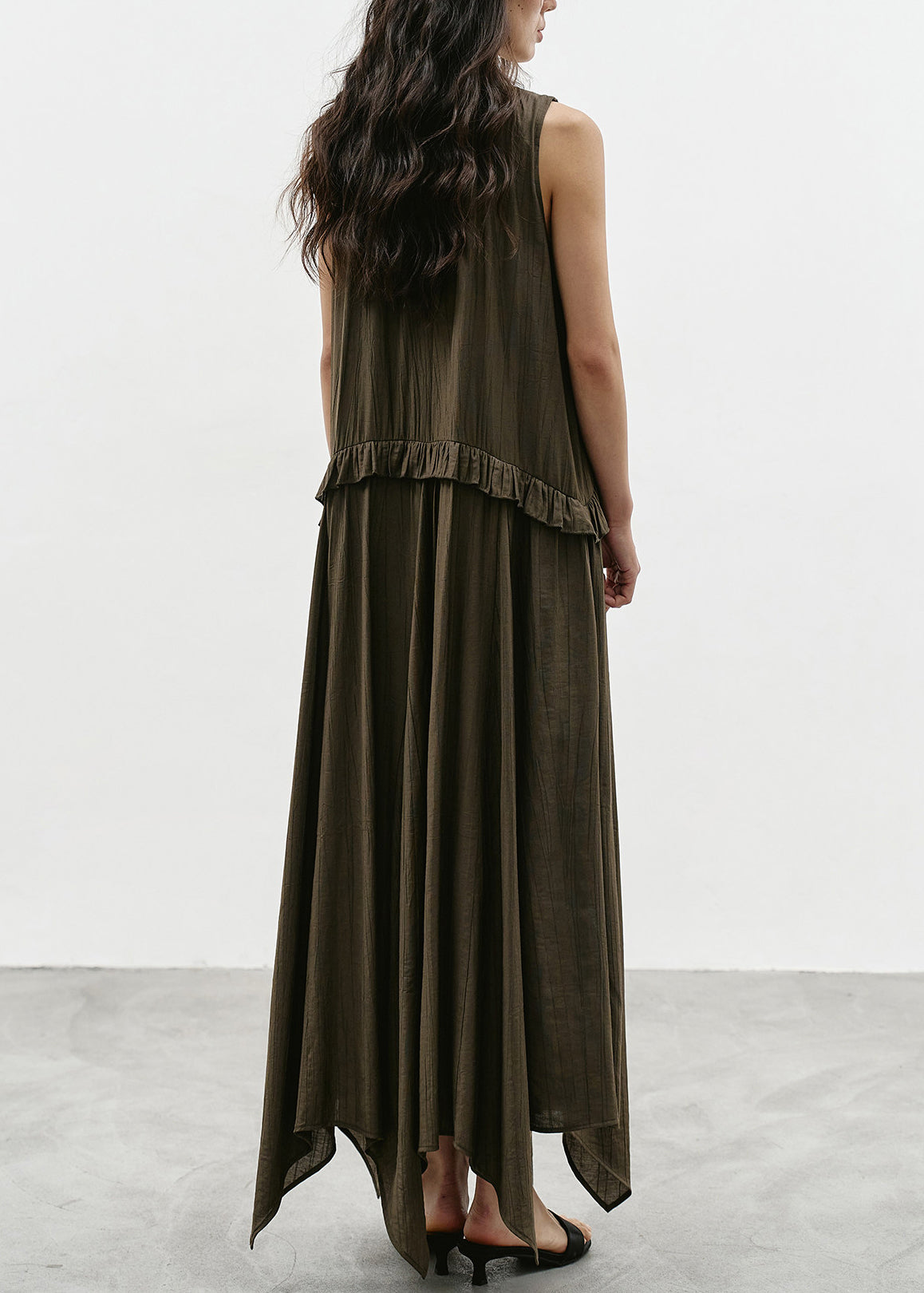 Women's Sleeveless Dress Asymmetrical V Neck Ruffled 4