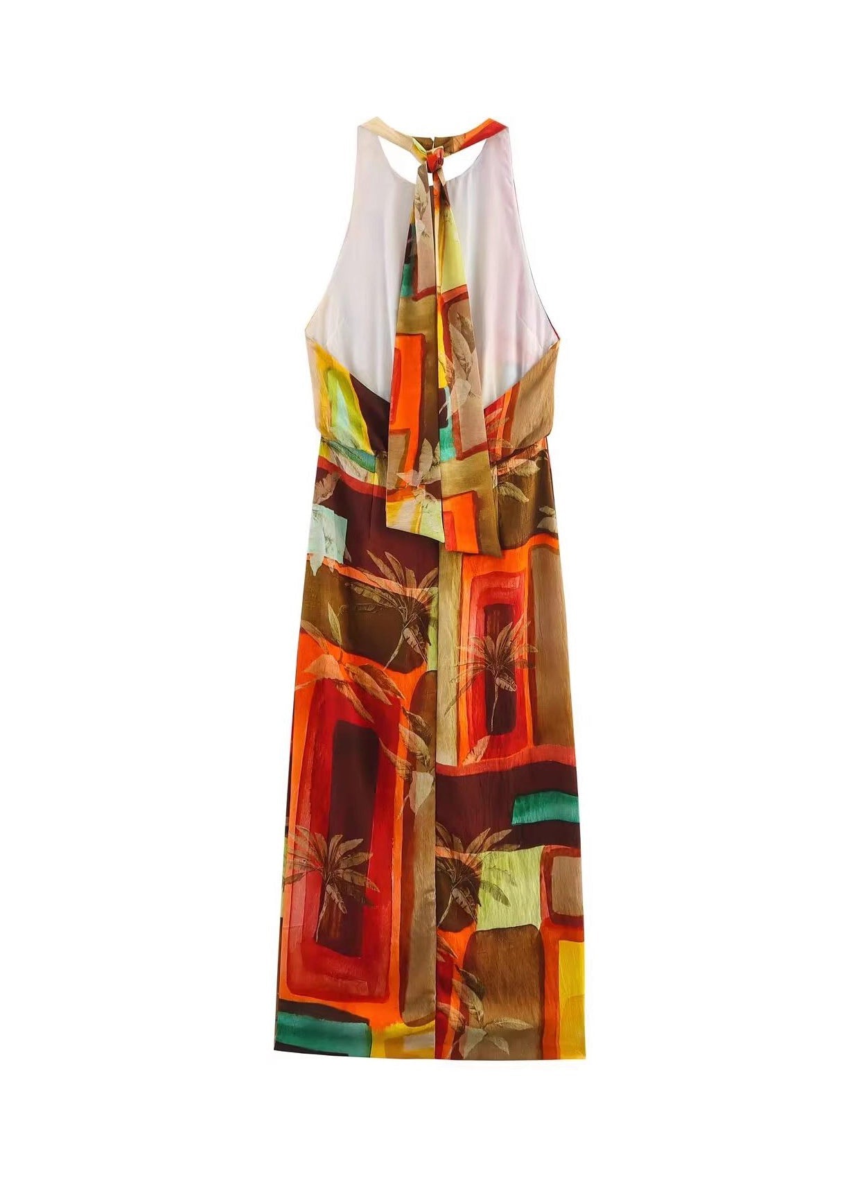 Women's Sleeveless Dress Bohemian Print Side Open Back 4