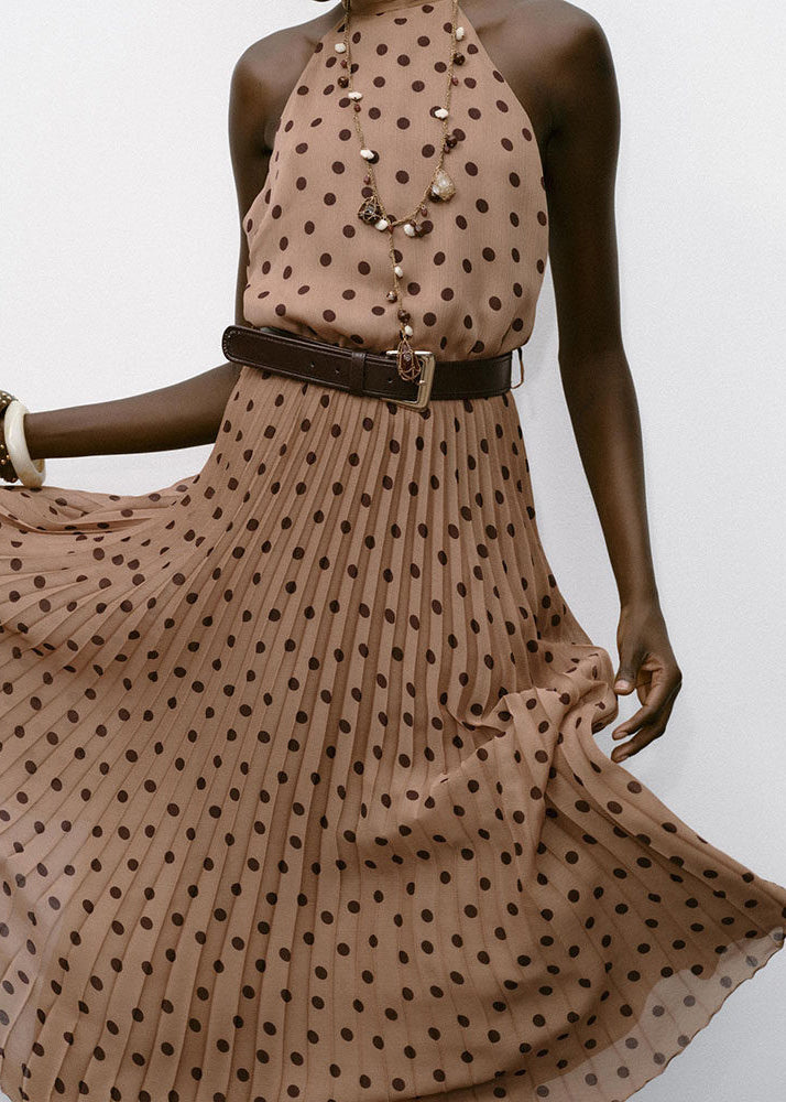 Women’s Sleeveless Holiday Dress Backless Dot Print 3