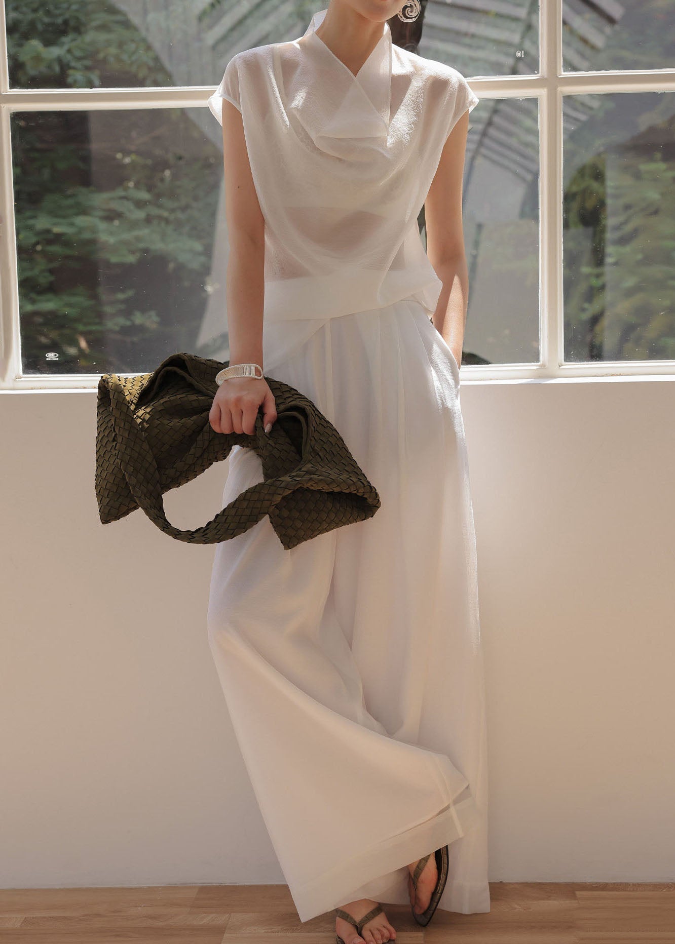 Women's Sleeveless Sheer Top Turtle Neck Casual Style 4
