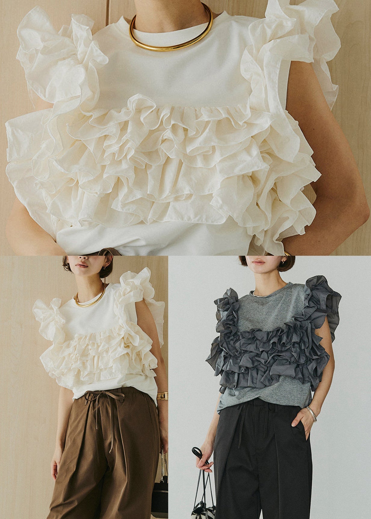 Women's Sleeveless Shirt Ruffled O-Neck 4