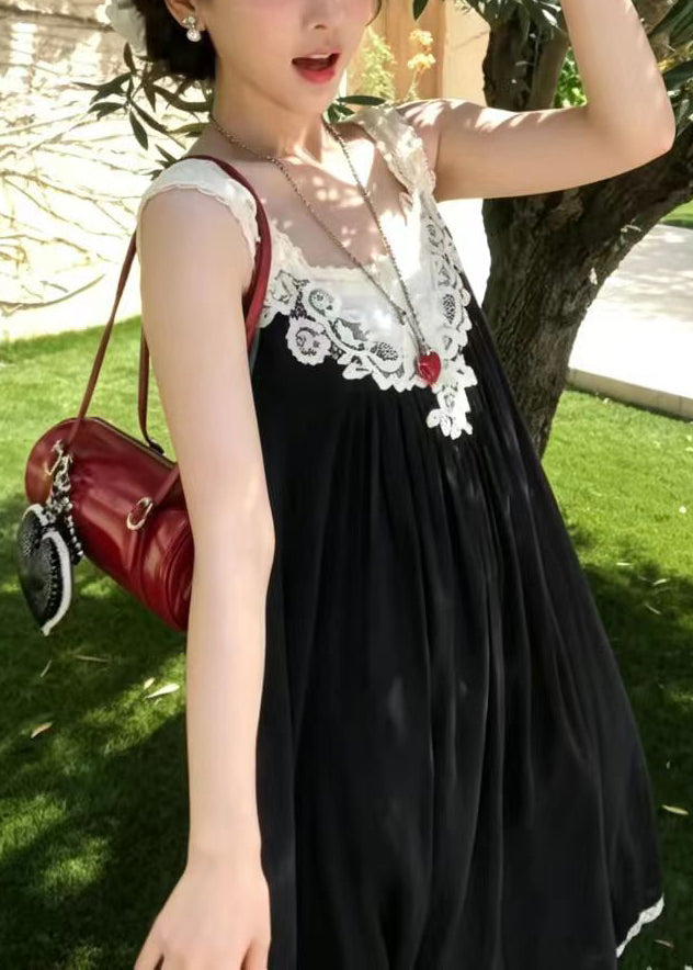 Women's Sleeveless V Neck Dress Boho Patchwork Style 3
