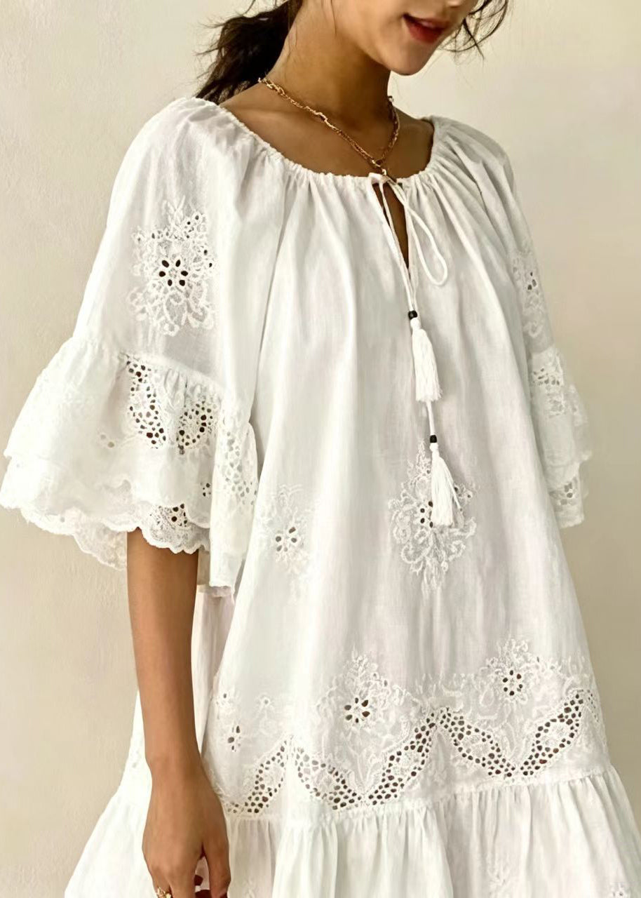 Women's Summer Dress Cut Out Tassel Lace-Up Design 4