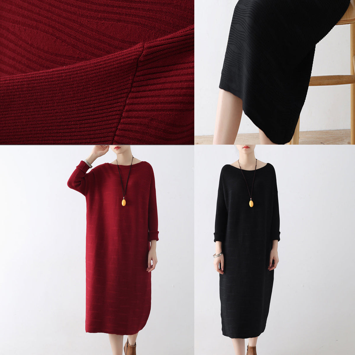 Women's Sweater Dress Knit Long Sleeve Winter Style 4