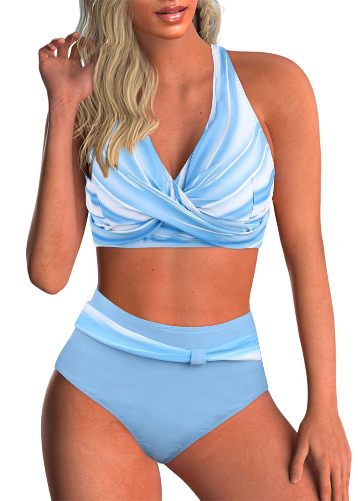Women's Tankini Set V Neck Cross Strap Design 3