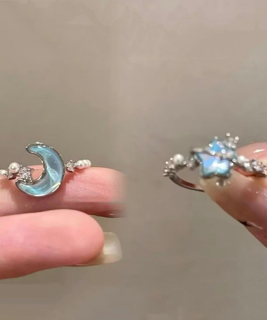 Women's Two-Piece Ring Set Moon and Star Design 4