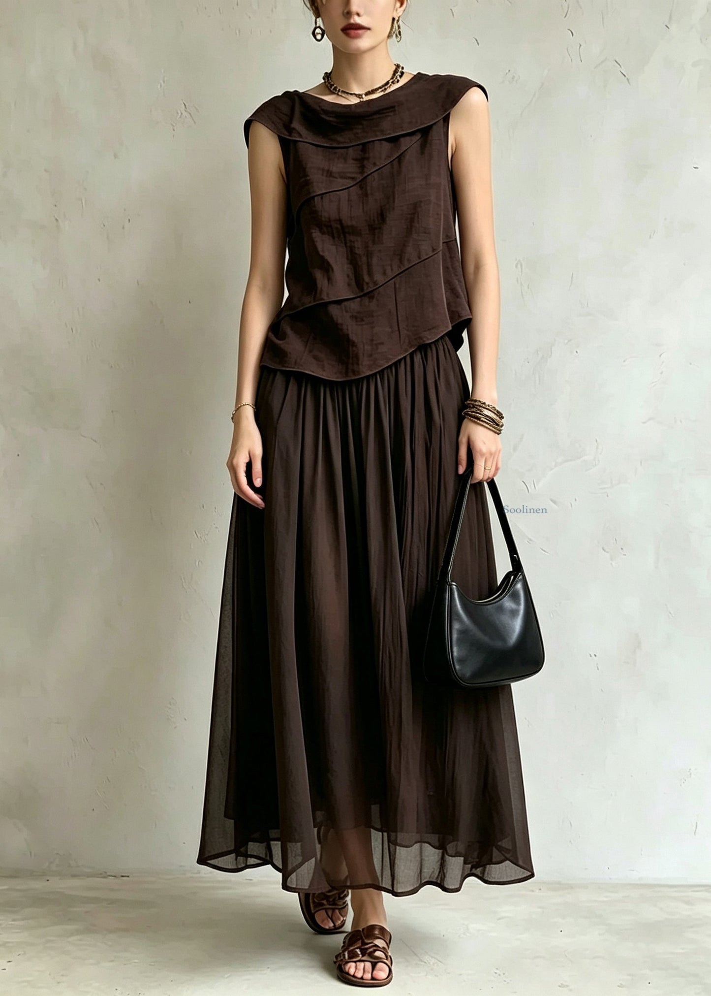 Women's Two-Piece Set Casual Top and Maxi Skirt Summer Style 4
