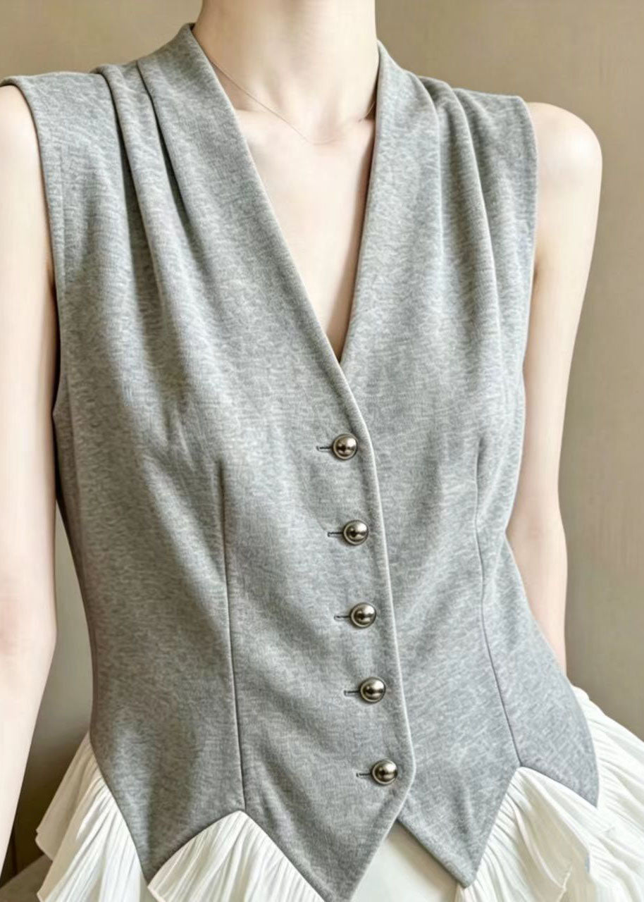 Women's Vest Textured Patchwork Ruffles Summer Style 4
