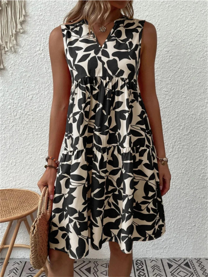 Women's A-line Summer Dress with Floral Print