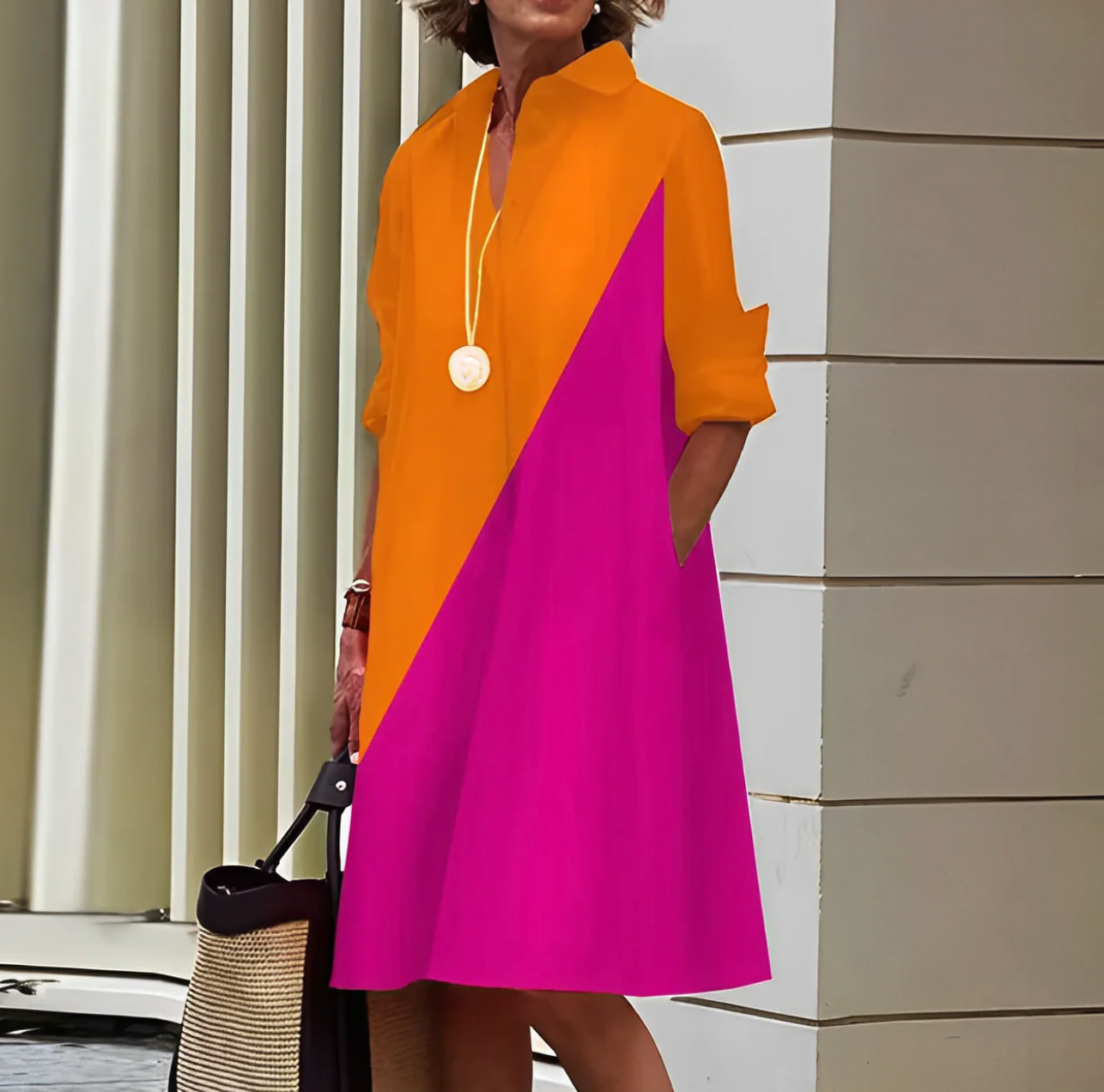 Women's Black Midi Dress Long Sleeves Airy Material Elegant Design