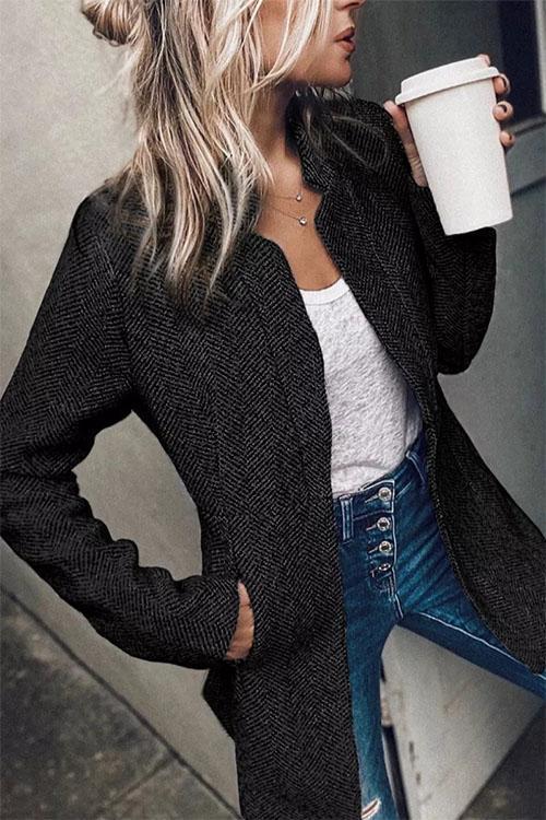 Women's Blazer Slim-Fit with Shortened Collar Pockets