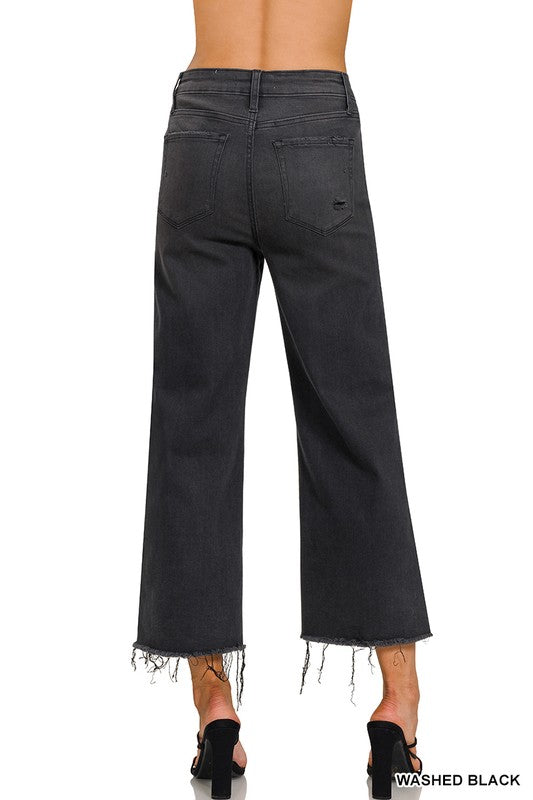Women's Cropped Jeans High Waist Washed