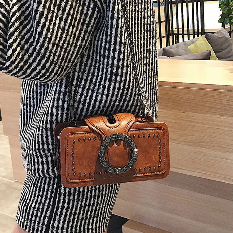 Women's Crossbody bag Vintage Buckle PU leather