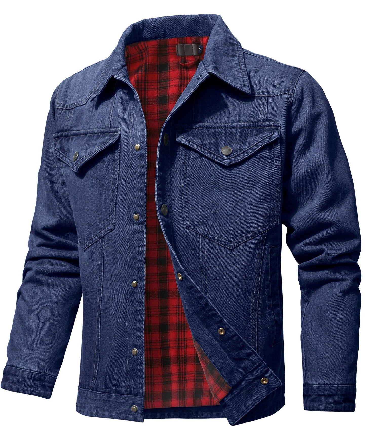 Women's Denim Jacket With Flannel Lining and Double Breast Pockets