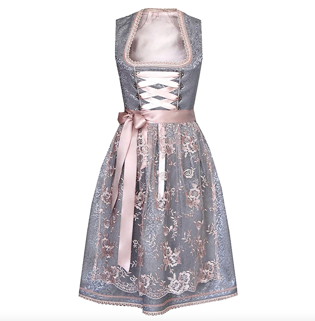 Women's Dirndl Traditional Costume with Apron and Blouse