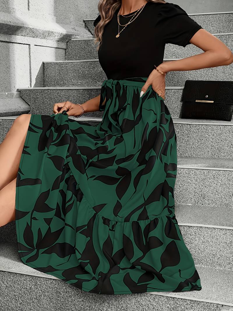 Women's Dress Floral Print Circle Neckline Cotton Summer Dress