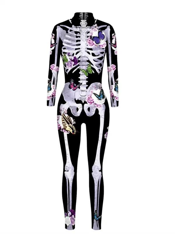 Women's Halloween Costume Geblumed Skeleton Print