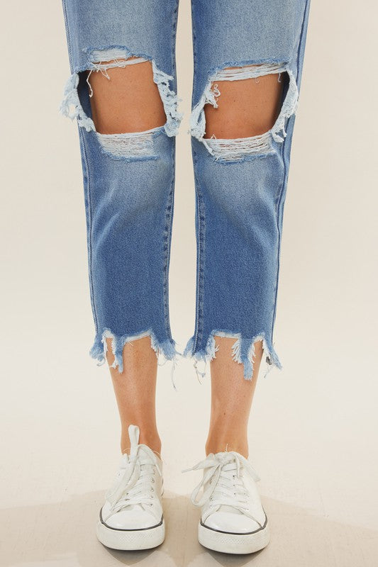 Women's High Waist Mom Fit Denim Jeans