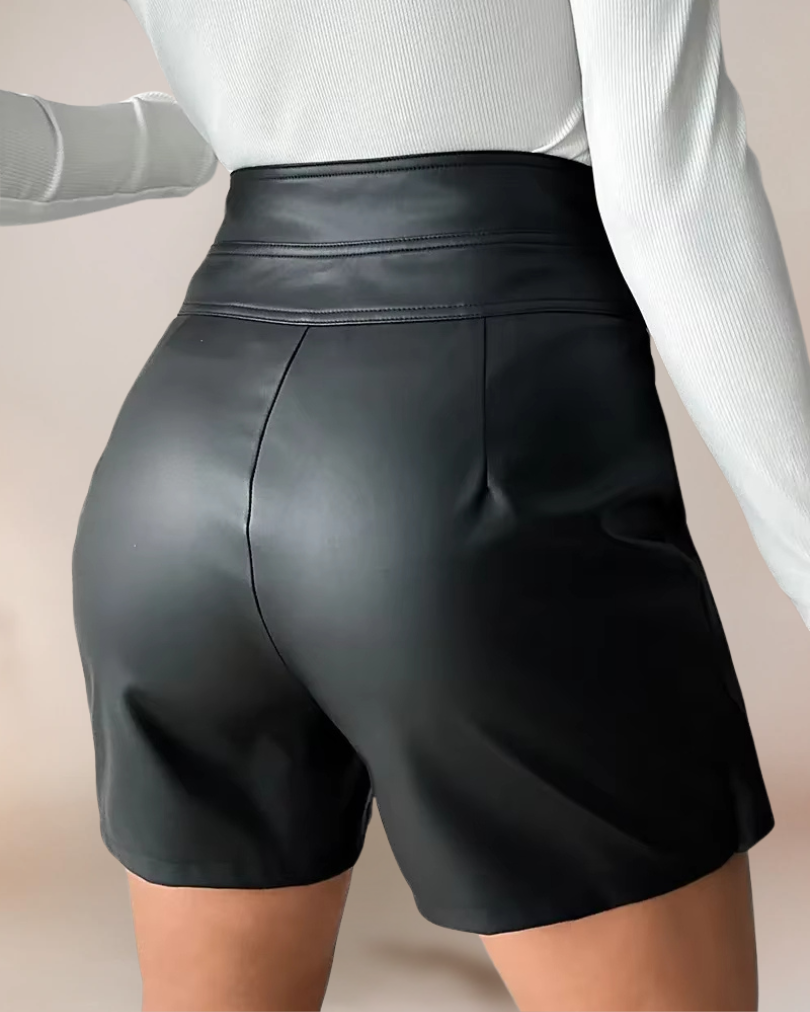Women's High Waist Shorts With Patchwork Design