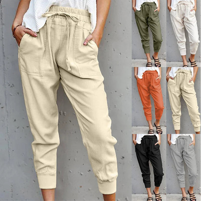 Women's High Waist Slim-fit Trousers Casual