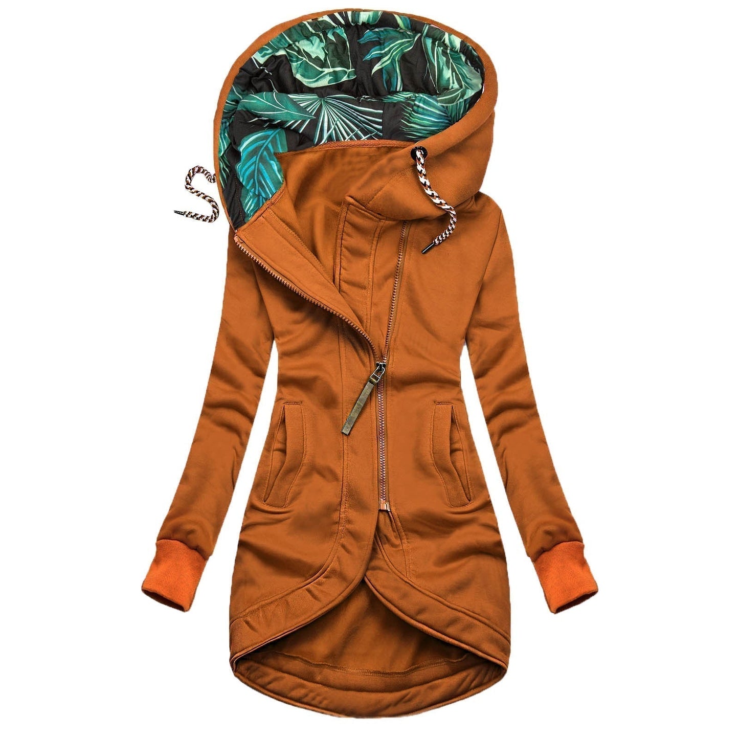 Women's Hoodie Waterproof with Tropical Pattern