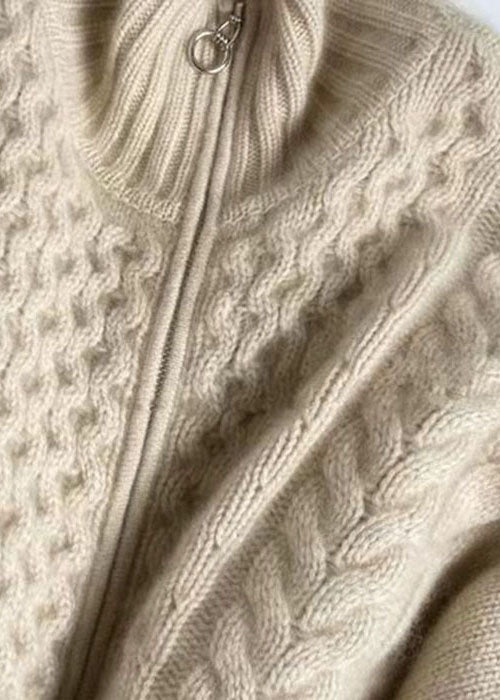 Women's Jacket Winter Knitted Style with Zipper Casual