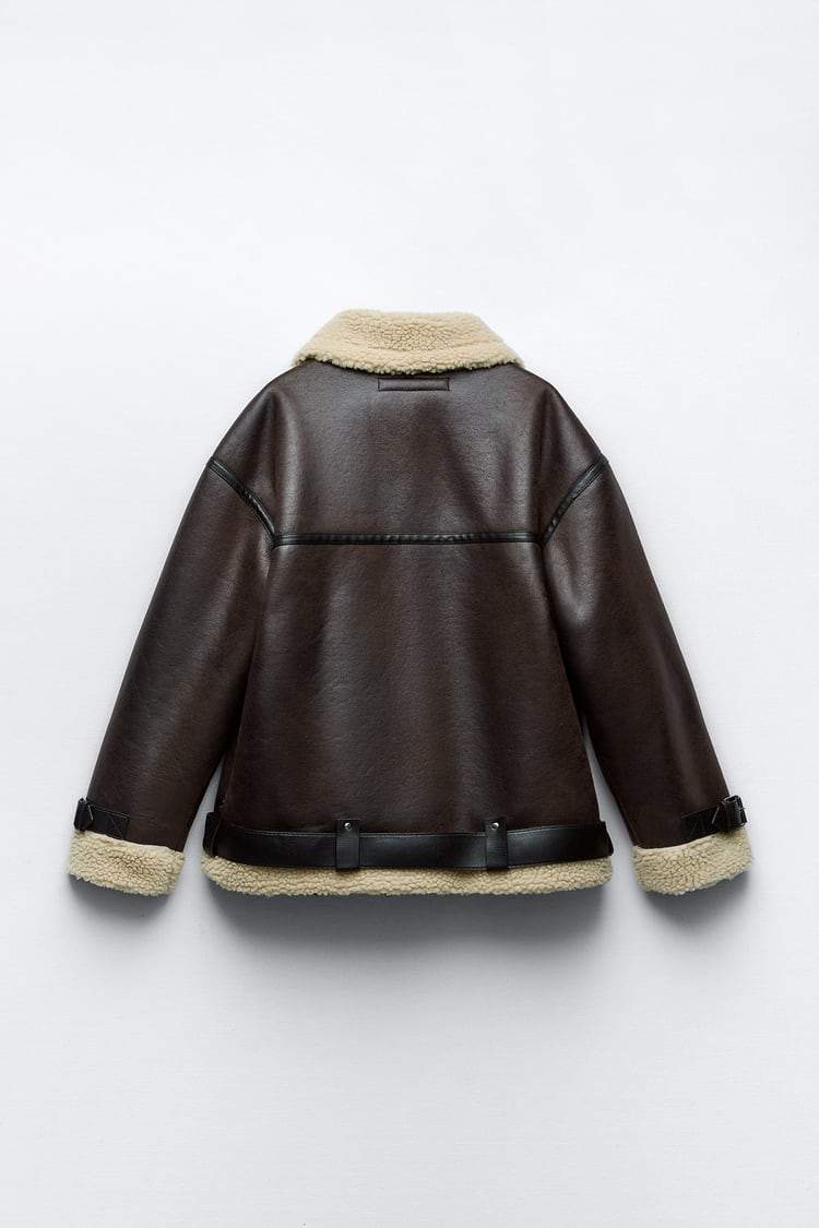 Women's Jacket with Reverses in Artificial Material